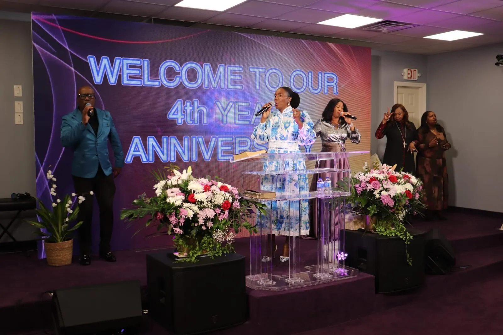 The praise team leading worship